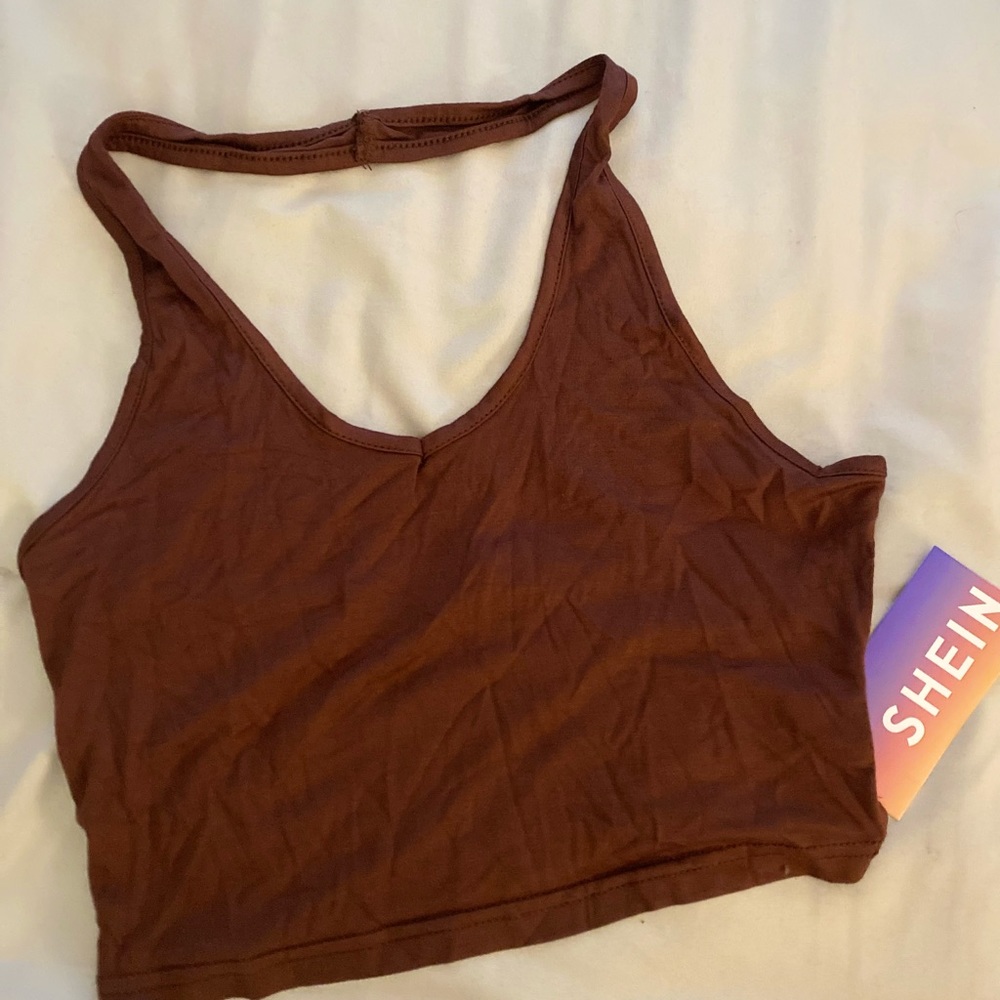 cropped over neck shirt